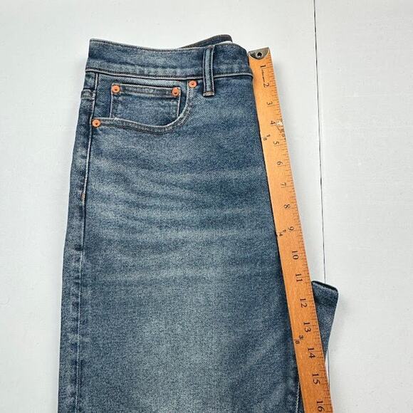 Madewell Jeans Womens 28 Blue Rail Straight Kaihara Denim Cuff Stretch Pockets - Picture 11 of 14